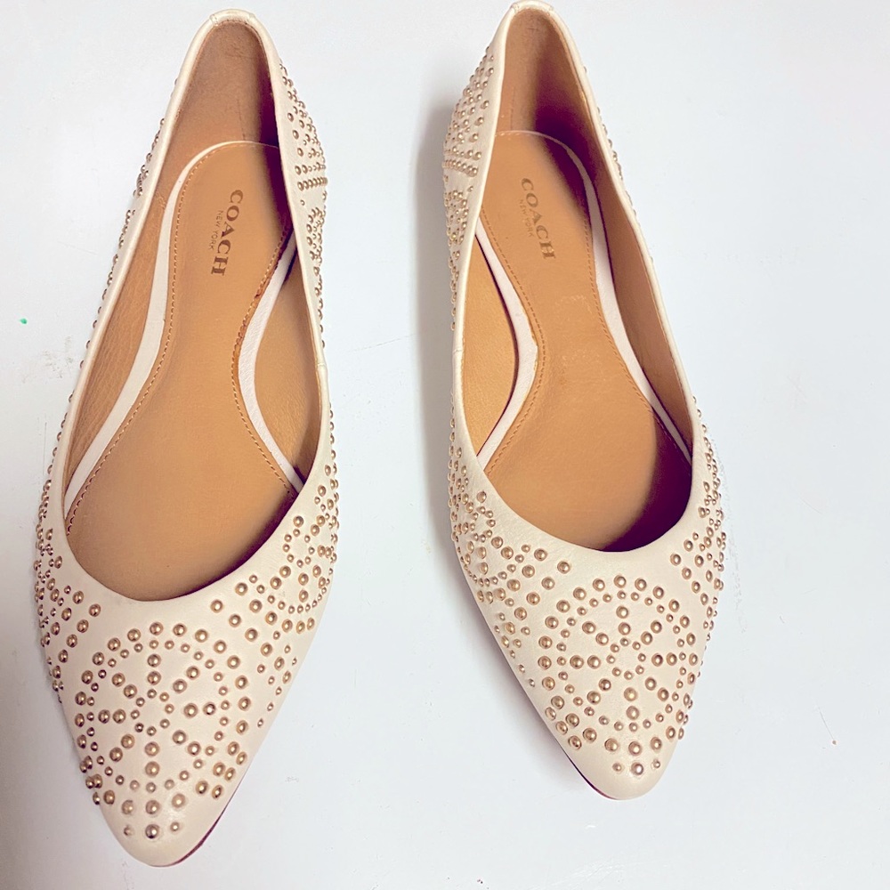 Brand New Versatile Coach Flat Shoes Heel Golden Metal Balls Size 6 (EU 36) - Picture 1 of 4